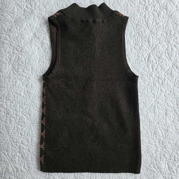 Heartloom Dorsa Knit Geometric Sleeveless Front Zip Sweater Top - Cocoa Brown - Picture 8 of 10